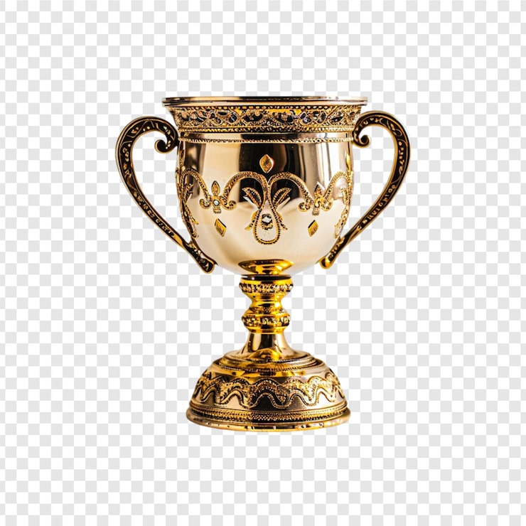 PSD trofeo dorado aislado sobre un fondo transparente