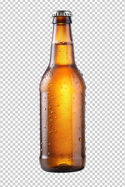 PSD uma garrafa de cerveja fria refrescante num dia quente.