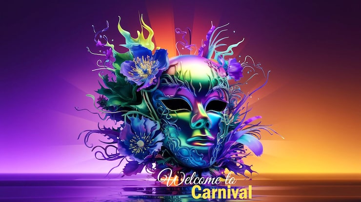 PSD una maschera che dice benvenuto al carnevale