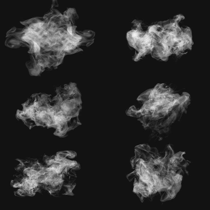 PSD una serie di immagini di fumo che sono su uno sfondo nero