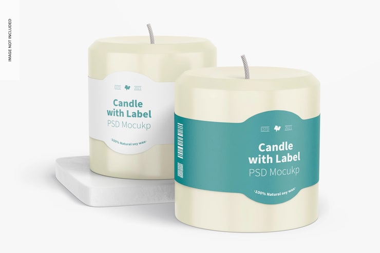 PSD velas com label mockup
