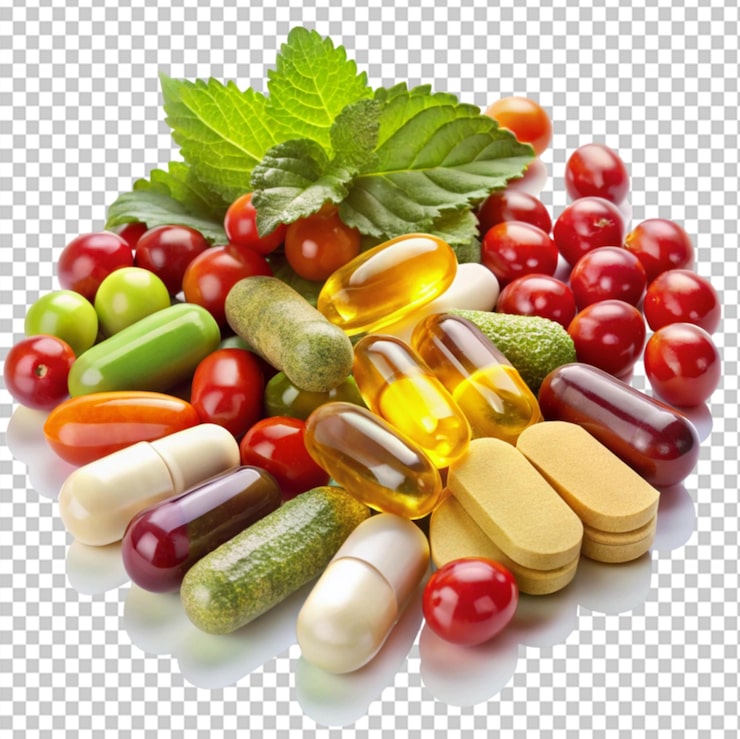 PSD vitaminas en un fondo transparente