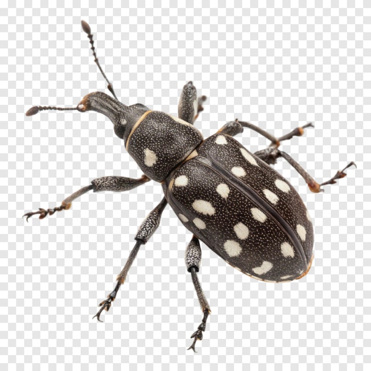 PSD el weevil manchado blanco aislado sobre un fondo blanco transparente