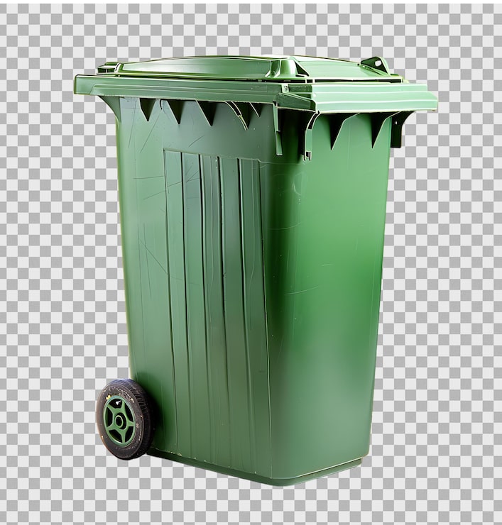 PSD wheelie-bin auf isoliertem transparenten hintergrund
