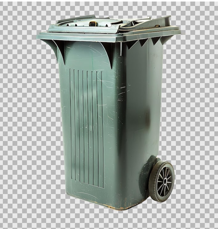 PSD wheelie-bin auf isoliertem transparenten hintergrund