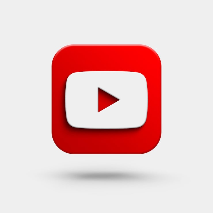 PSD youtube 3d logo icône de médias sociaux isolé
