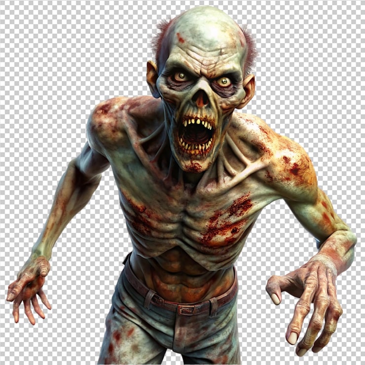 PSD zumbis 3d em fundo transparente