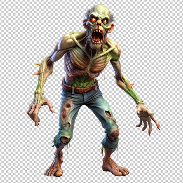PSD zumbis 3d em fundo transparente