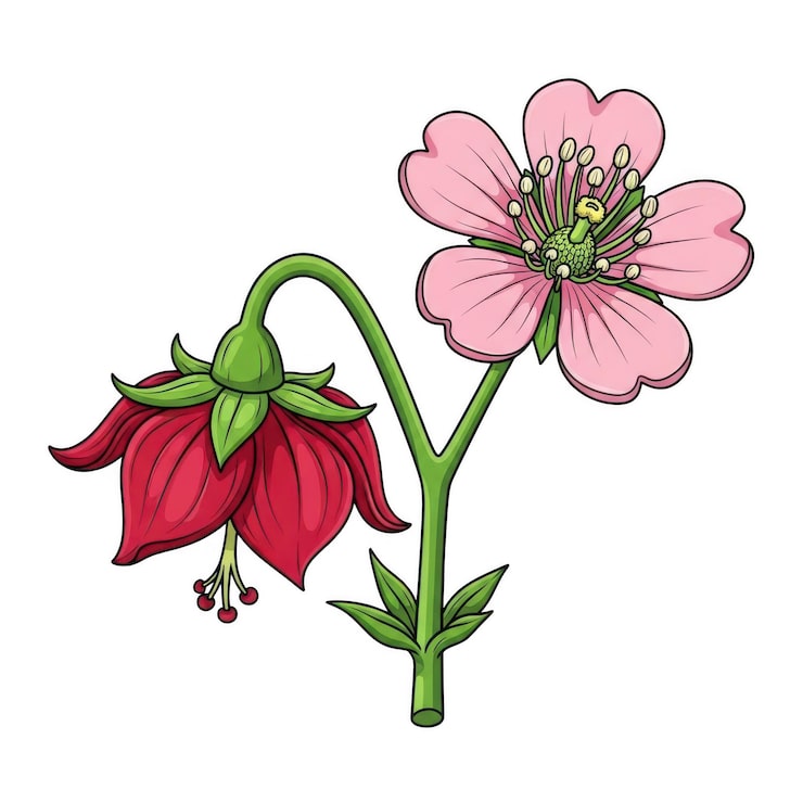 PSD zwei leuchtende blumen in voller blüte