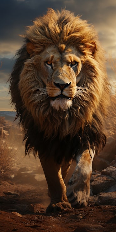 Ücretsiz Fotoğraf doğa arka planı ile 3 boyutlu vahşi aslan