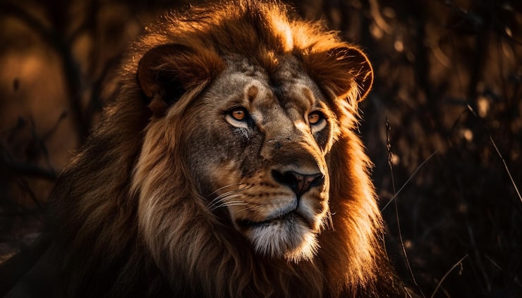 Ücretsiz Fotoğraf yapay zeka tarafından oluşturulmuş afrika vahşi yaşam alanında yürüyen görkemli aslan