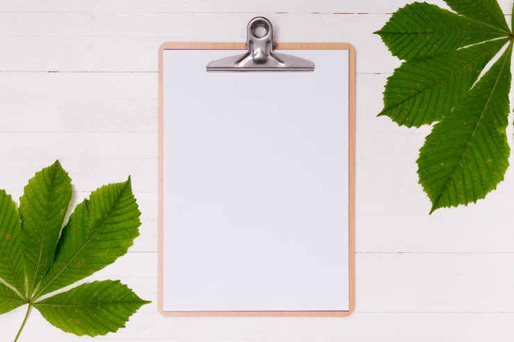 Ücretsiz Fotoğraf yapraklarla üstten görünüm pano mockup'ı