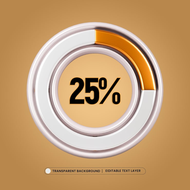 Ücretsiz PSD %25 dairesel i̇lerleme yükleme çubuğu simgesi 3d render