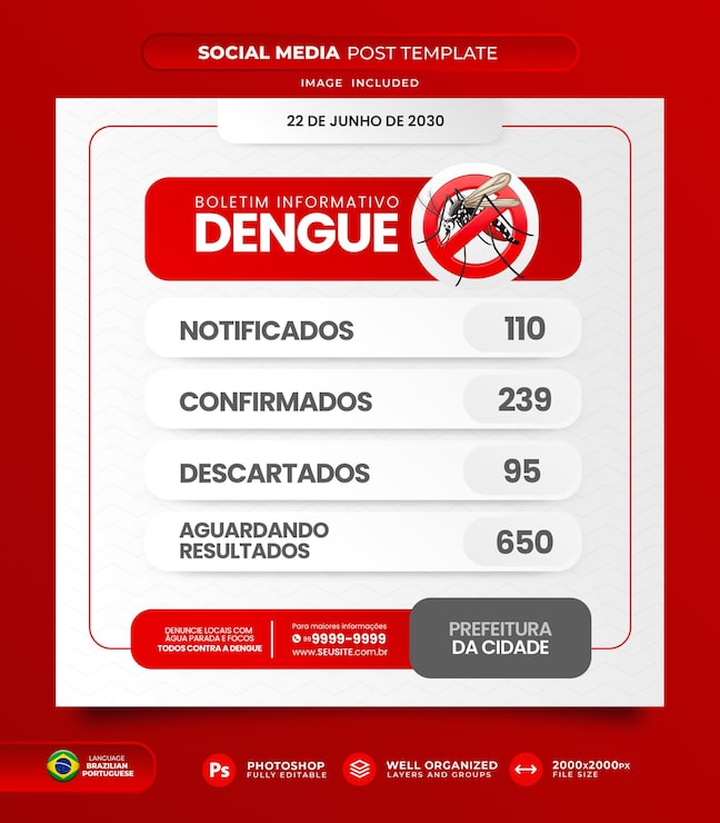 Ücretsiz PSD brezilya portekizcesi'nde dang humması aedes aegypti'yi önleme ve mücadele için sosyal medya kampanyası