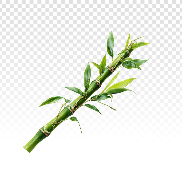 Ücretsiz PSD canlı yapraklı taze yeşil bambu sapı