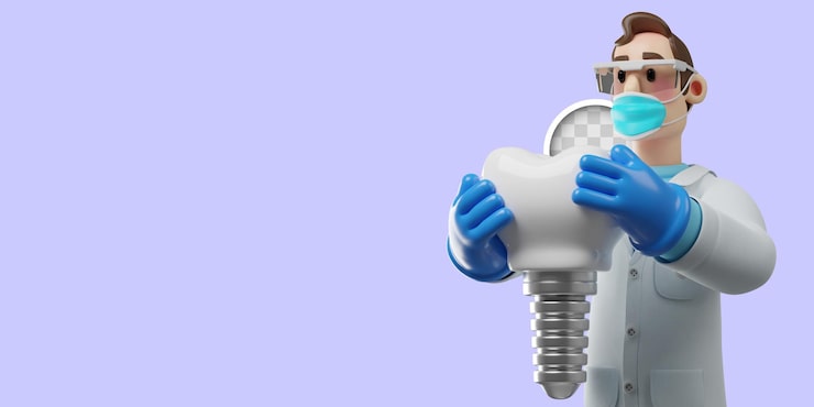 Ücretsiz PSD dental implantın 3 boyutlu çizimi