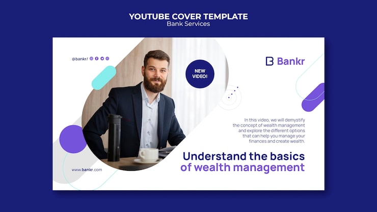 Ücretsiz PSD düz tasarım banka hizmetleri youtube kapağı
