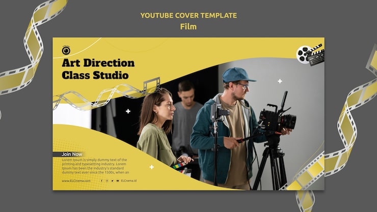 Ücretsiz PSD film ve sinema youtube kapak şablonu