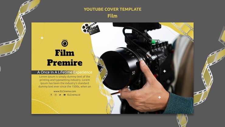 Ücretsiz PSD film ve sinema youtube kapak şablonu