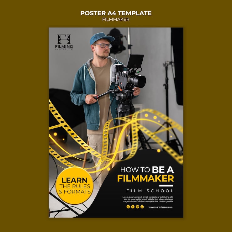 Ücretsiz PSD film yapımcısı poster şablonu tasarımı