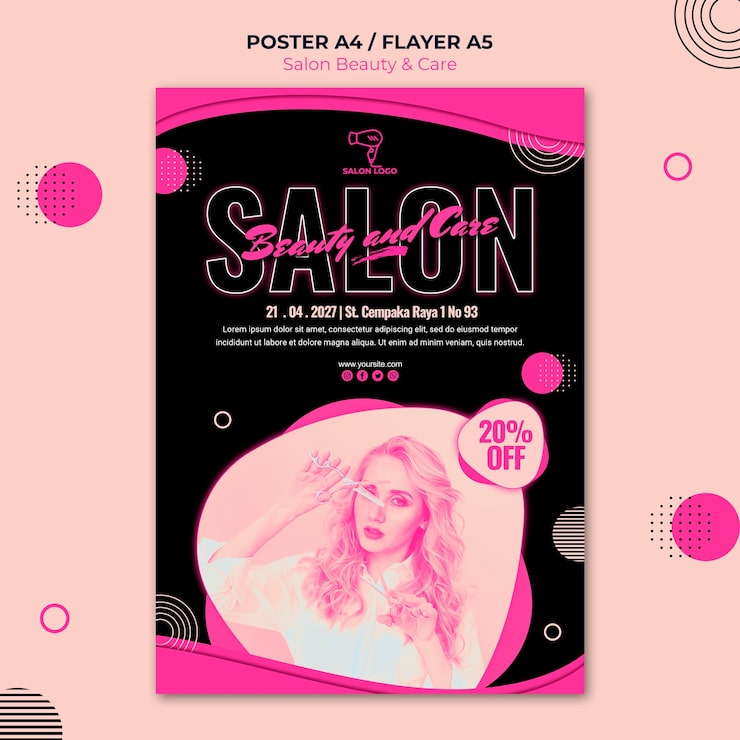 Ücretsiz PSD güzellik ve bakım salonu poster tasarımı