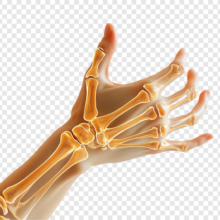 Ücretsiz PSD i̇nsan el anatomisi kemiklerin ve eklemlerin x-ray tarzı görselleştirilmesi