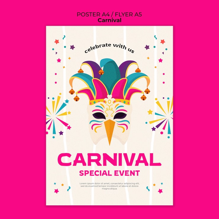 Ücretsiz PSD karnaval kutlama poster şablonu
