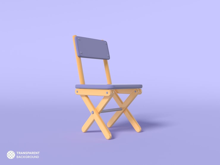 Ücretsiz PSD katlanabilir sandalye simgesi i̇zole 3d render i̇llüstrasyon