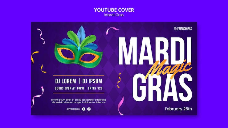 Ücretsiz PSD mardi gras şablonu tasarımı