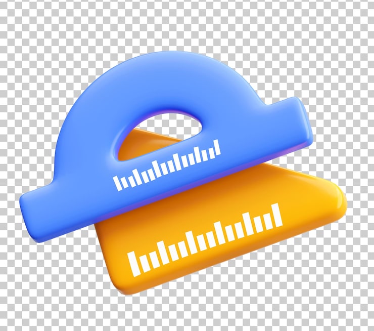 Ücretsiz PSD okul ve öğrenme için i̇letki ve üçgen cetvelli 3d geometri araçları simgesi
