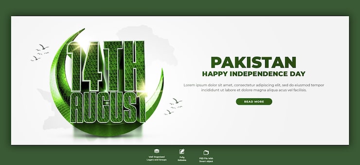 Ücretsiz PSD pakistan bağımsızlık günü kutlu olsun facebook kapak veya banner şablonu
