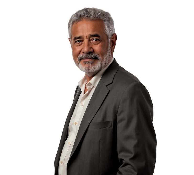 Ücretsiz PSD poz veren güler yüzlü yaşlı adam
