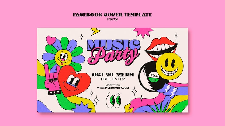 Ücretsiz PSD retro müzik partisi facebook kapağı