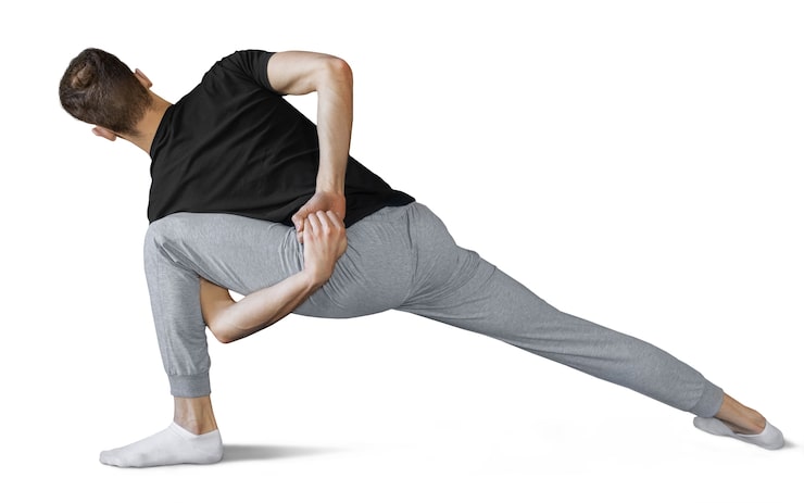 Ücretsiz PSD yoga pozisyonu yapan genç adam