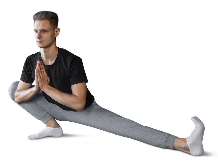Ücretsiz PSD yoga pozisyonu yapan genç adam