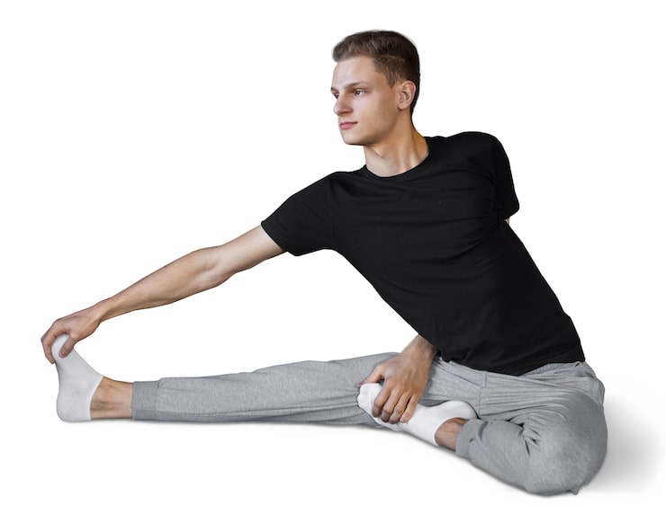 Ücretsiz PSD yoga pozisyonu yapan genç adam