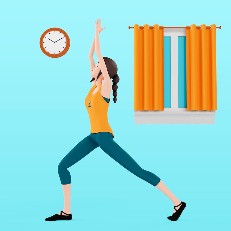 Ücretsiz PSD yoga yapan bir kadının 3d render'ı