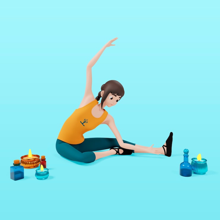 Ücretsiz PSD yoga yapan bir kadının 3d render'ı