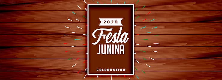 Ücretsiz Vektör ahşap tarzı festa junina kutlama afişi tasarımı
