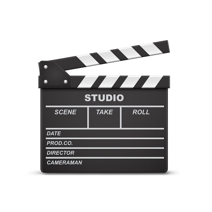 Ücretsiz Vektör arka planda izole edilmiş açık film klaket tahtası veya klaket 3 boyutlu gerçekçi çizimi