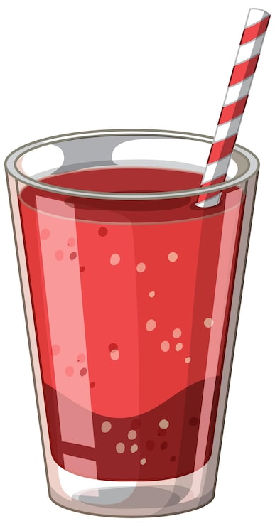 Ücretsiz Vektör çizgili kağıt pipetli bardakta kırmızı meyveli smoothie
