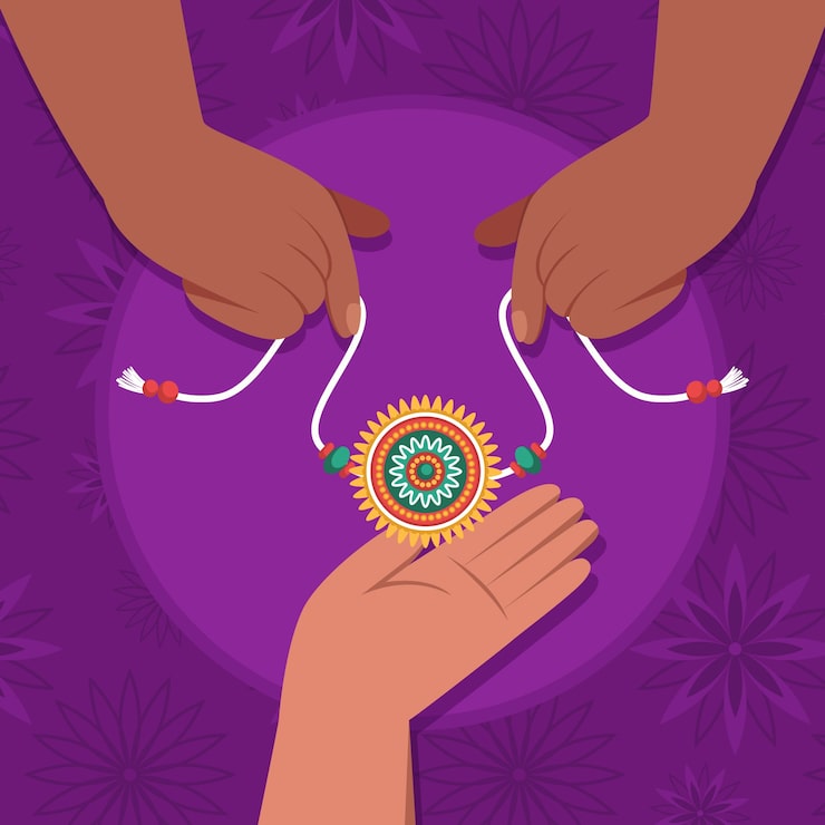 Ücretsiz Vektör düz raksha bandhan illüstrasyonu