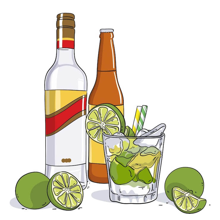 Ücretsiz Vektör el çizimi ferahlatıcı cachaça illüstrasyonu