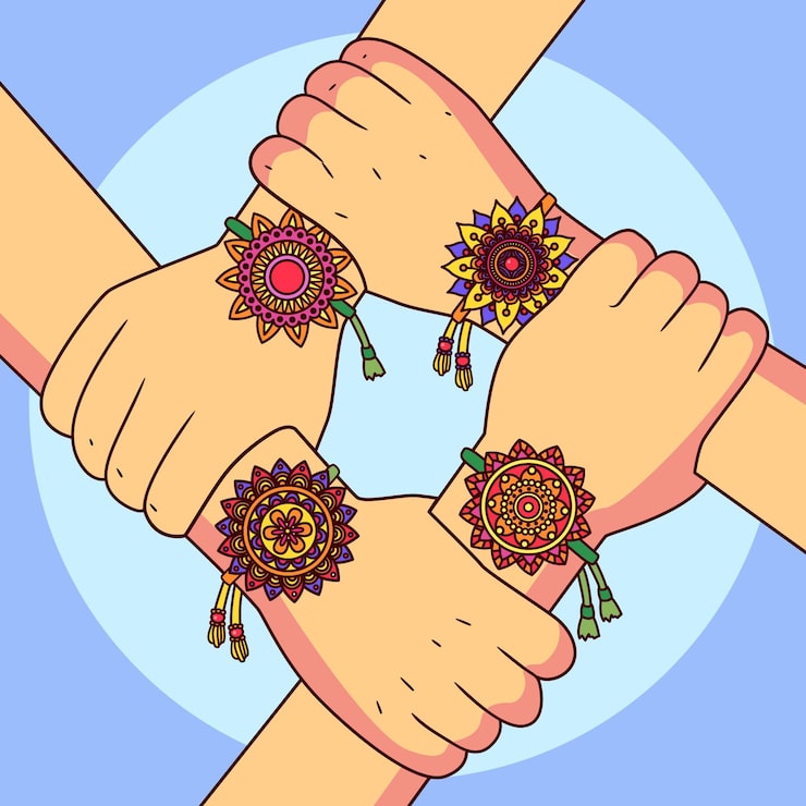 Ücretsiz Vektör el çizimi raksha bandhan