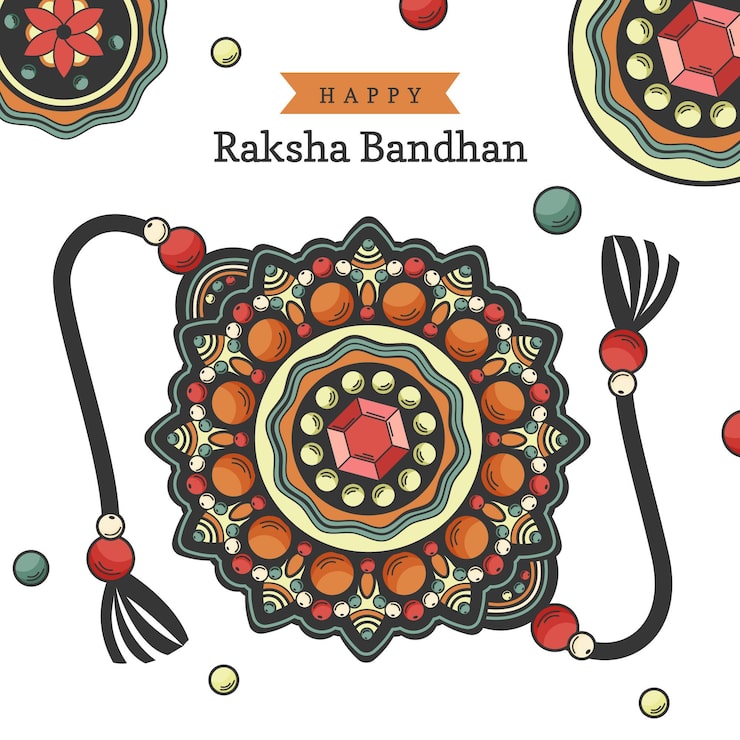 Ücretsiz Vektör el çizimi raksha bandhan