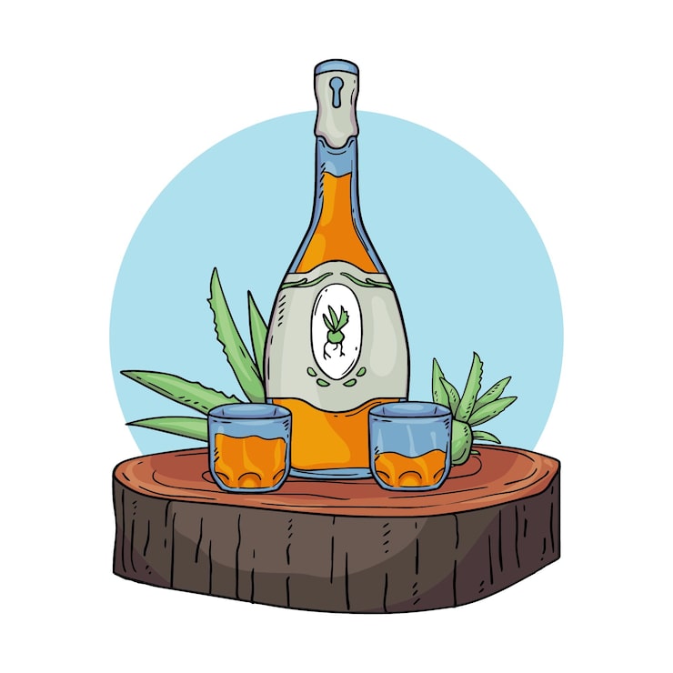 Ücretsiz Vektör elle çizilmiş ferahlatıcı mezcal çizimi