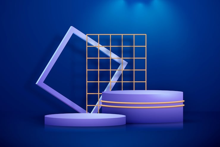 Ücretsiz Vektör gerçekçi soyut geometrik altın varaklı 3d şekiller