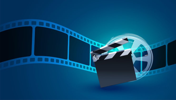 Ücretsiz Vektör klaket tahtası ile film şeridi arka planı