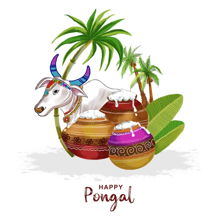 Ücretsiz Vektör mutlu pongal festivali kartı arka planı