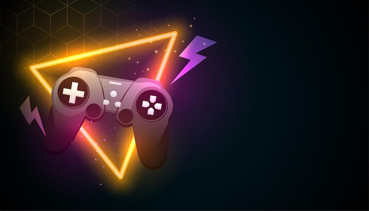 Ücretsiz Vektör parlayan neon çerçeveli dijital uzaktan kumanda arka planı
